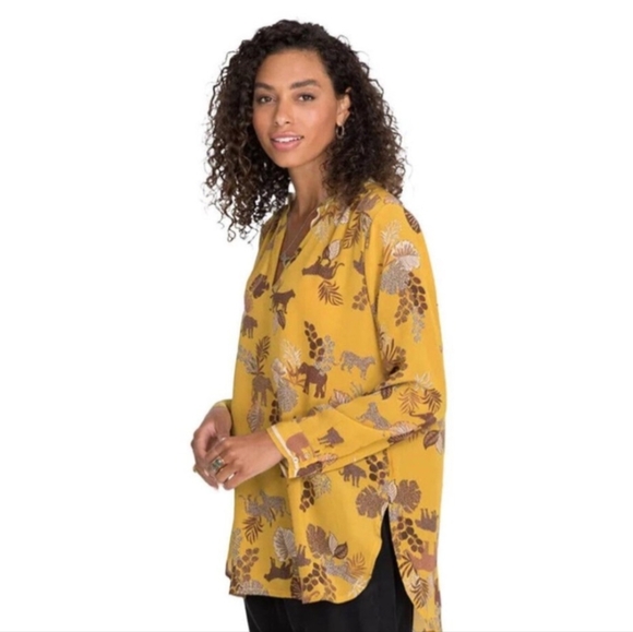 RARE!! Johnny Was • Taly Astrid Silk Tunic Blouse in Safari Jungle  Animal Print - Picture 5 of 10